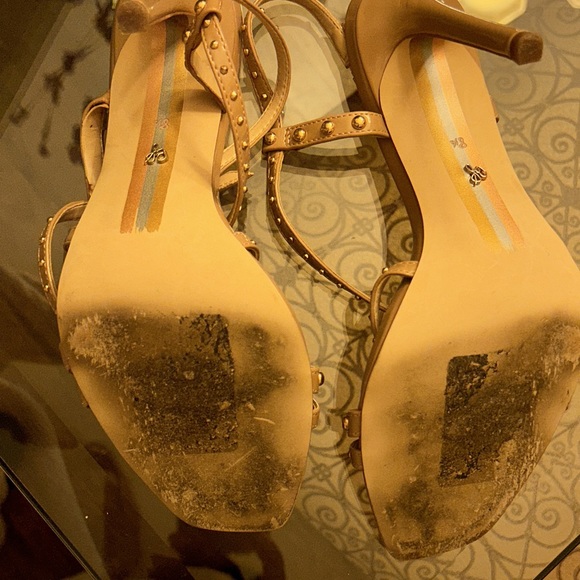 Sam Edelman Women’s Lennox Heeled Studded Tan Leather Sandals - Picture 6 of 7